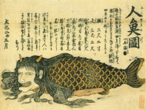 Ningyo with a human head, horns, and fish body