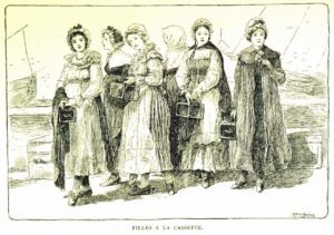 Illustration of women holding boxes
