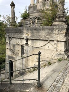 Side of mausoleum showing door and window