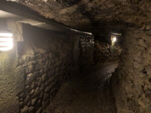 Tunnel with rock walls