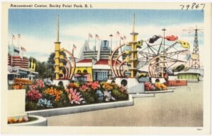 Postcard showing an illustration of the park