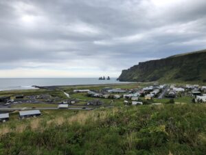 Photo of the sea stacks in the far distance