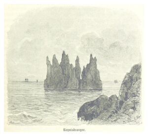 Drawing of the stacks and surrounding sea