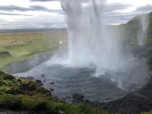 Side view of waterfall